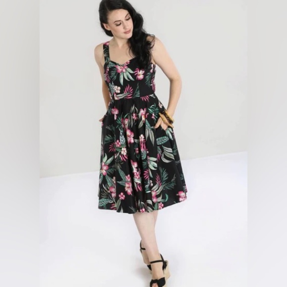 Hell Bunny Kalani 50s Tropical Dress LRG